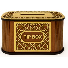 Kumi Kilitli Ahşap Bahşiş Kutusu Tip Box Aynalı Gold Pleksi Kaplamalı Dekoratif Kumbara