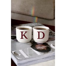 Beige & Stone 2’li Kişiye Özel Harfli Türk Kahvesi & Espresso Seramik Bardak Seti