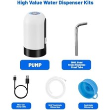 Skygo Şarjlı Su Pompası – USB Şarjlı Otomatik Damacana Pompası 304 Paslanmaz Çelik Musluklu, Taşınabilir Su Dağıtıcı