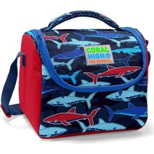 Skygo Erkek Çocuk Okul Beslenme Çantası - Isı Yalıtımlı Lacivert Kırmızı Köpekbalığı Baskılı