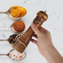 Skygo Ahşap Karabiber Değirmeni: Manuel Tuz Öğütücü, Doldurulabilir Çalkalayıcı, Baharat Pişirme ve Servis Için Ideal (14 Cm)