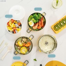 Skygo 3 Gözlü Çelik Desenli Sarı Termal Bento Kutusu Çocuklar Için Şirin