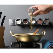 Skygo 4’lü Mıknatıslı Paslanmaz Çelik Baharatlık Seti | Pleksi Kapaklı Manyetik Baharatlık | Döner Kapaklı Baharat Kavanozu | Buzdolabı Baharatlığı Mutfak Düzenleyici