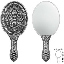 Skygo Gümüş Papatya ve Gül Motifli El Aynası