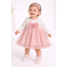 love Tüllü Kurdeleli Pembe Renk Kız Bebek Elbise