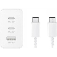 Samsung EP-T6530N Type-C 65W Üçlü (65W-25W-15W) Hızlı Şarj Cihazı Adaptör BAŞLIK+EP-DN975 5A Kablo