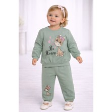 love Baskılı Yeşil Renk Alt Üst Takım