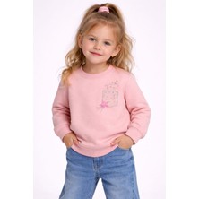 love 3 Iplik Yuvarlak Yaka Şardonlu Kız Çocuk Sweat
