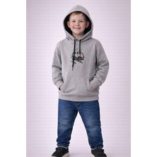 love 2 Iplik Kompak Kumaş Baskılı Cepli Sweat