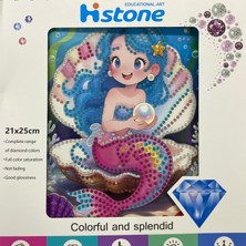 Elegantshop 5d Yapışan Boncuk Goblen Mozaik Tablo Pano 21*25 cm Deniz Kızı Küre