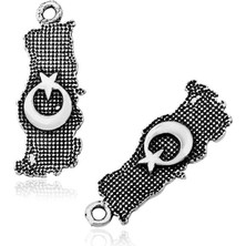 Skygo ​gümüş Ay Yıldız Motifli Türk Bayrağı Tesbih Püskülü