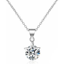 Kumi 925 Ayar Yıldız Figürlü Zincirli Taşlı Gümüş Kolye Hediyelik