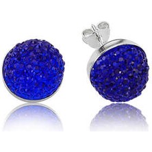 Skygo 925 Ayar Gümüş Kristal Mavi Çivili Küpe