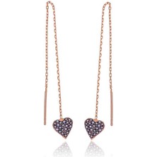 Skygo Gümüş Kalpli Zincir Küpe