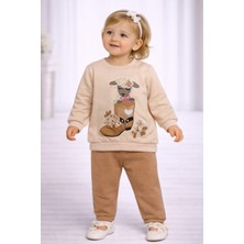 love Baskılı 3 Iplik Şardonlu Kız Bebek Takım