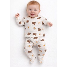 love Yanı Çıtçıtlı Ayıcık Desenli Bebek Takım