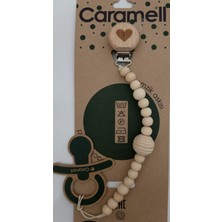 Caramell My Baby Kumsal Çok Şık Ahşap Boncuklu Özel Dizayn Şık Görselli Emzik Askısı EAC Belgeli 2506