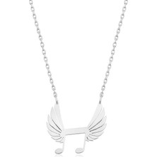 Skygo 925 Ayar Gümüş Nota Kanatları Kadın Gümüş Kolye