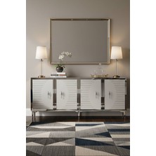 Yumedi Design KA1801BS - Kerem Konsol, Tv Sehpası, Çok Amaçlı Dolap ve Kahve Köşesi 180CM Beyaz-Silver