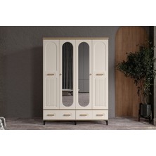Doressa Hima Walnut 4 Kapılı Aynalı Gardırop