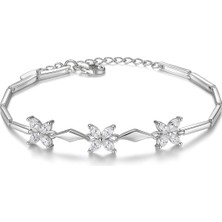 Mimozaavm 925 Ayar Ayarlanabilir Çiçek Motifli Kadın Gümüş Bileklik – Işıltılı Şık Hediyelik