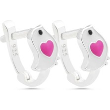 Skygo Gümüş Kalpli Kuş Çocuk Küpesi