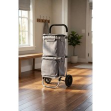 Vadi Iki Bölmeli Termal Soğutucu Çantalı Alüminyum Gövdeli Alışveriş Pazar Arabası