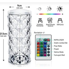 Skygo Kristal Elmas LED Dokunmatik Şarjlı Kumandalı Masa Lambası Rgb