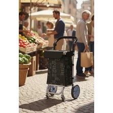 Vadi 360° Döner 4 Tekerlekli Su Geçirmez Çantalı Alüminyum Pazar Arabası