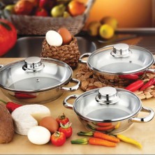 Gülsan Çelik Omlet Set Cam Kapaklı