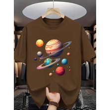 Punix Kids Punıx Kids Özel Seri Gezegenler Baskılı %100 Pamuk Ultra Rahat Yeni Sezon Erkek Çocuk T-Shırt
