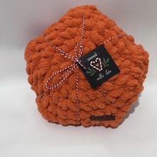 Ayona El Örgüsü Turuncu Puffy Yıldız Yastık - Ultra Yumuşak Hediyelik Dekoratif Yastık 28X28 cm