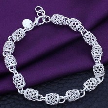 Kumi 925 Ayar Içi Boş Kristal Telkari Kadın Gümüş Kaplama Bileklik