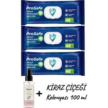 Kms Home Prosafe Vücut Temizleme Havlusu Hasta Temizleme Mendili 48'li x 3 Adet + Kiraz Çiçeği