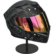 Scharf 902 Çene Açılır Motosiklet Kaskı – Güneş Gözlüklü H2 Grey (Rosepink Vizörlü)