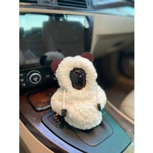 Vites Hoodie-Araç Vites Poları-Peluş Vites Poları-Beyaz- Kahve Kulak- Araç Vites Kıyafeti