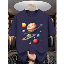 Punix Kids Punıx Kids Özel Seri Gezegenler Baskılı %100 Pamuk Ultra Rahat Yeni Sezon Erkek Çocuk T-Shırt