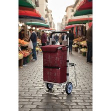 Vadi Katlanabilir Oturaklı Alüminyum Gövdeli Pazar Arabası – Sessiz Tekerlek, Fermuarlı Çanta