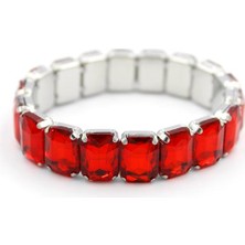 Skygo Lastikli Taşlı Bilezik - Kırmızı