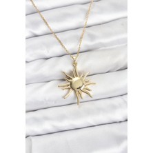Pazarcan 316L Çelik Zincir Gold Renk Güneş Model Kadın Kolye
