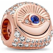 Kumi 925 Ayar Gümüş Bileklikleri İçin Fatma’nın Eli Göz ve Tüy Üç Yönlü Charm