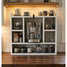 Trendpix Mutfak Tezgah Üstü Çok Amaçlı Ahşap Raf Kahve Köşesi Kupa Bardak Modern Kahvelik