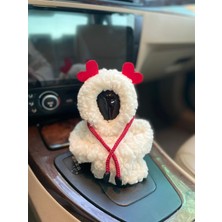 Vites Hoodie-Araç Vites Poları-Peluş Vites Poları-Beyaz- Kalp Kulaklı - Araç Vites Kıyafeti