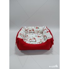A-LESYA Desenli Kedi-Köpek Yatağı, Küçük Irk Köpek Yatağı, 40X40X20 cm