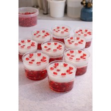 Kalp Süslemeli Mika Bardak Mum – Vanilya Kokulu Dekoratif Su Tasarımlı Romantik Mum