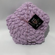 Ayona El Örgüsü Eflatun Puffy Yıldız Yastık - Ultra Yumuşak Hediyelik Dekoratif Yastık 28X28 cm