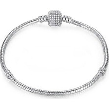 Kumi 925 Ayar Gümüş Taş Desenli Silindir Kilit Kadın Gümüş Bileklik