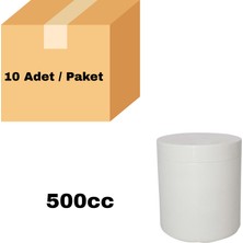 Labbakkal Numune Kabı 500 ml - Vida Kapaklı Beyaz Plastik Krem Kavanozu 10 Adet