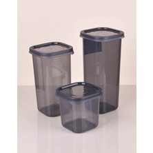 Skygo 3 Boy Antrasit Sızdırmaz Kapaklı Dik Kare Erzak Saklama Kabı ANK150