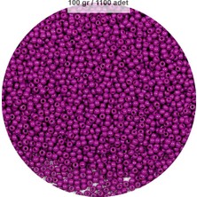 Skygo Fuşya Renk 4 mm Yaklaşık 1100 Adet / 100 Gram Cam Boncuk Oya Yazma Bileklik ve Kolye